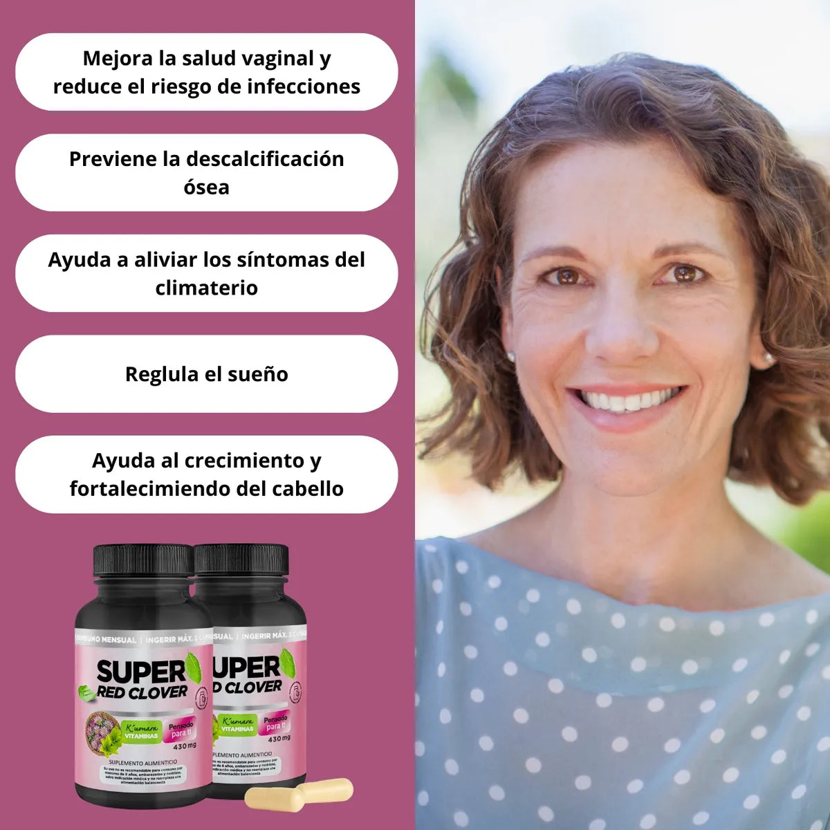 Suplemento para la Menopausia - Reduce bochornos, Equilibrio hormonal, Bienestar emocional